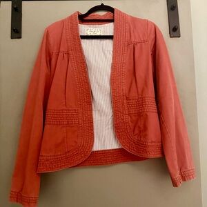 Fossil Cotton Structured Women's Coral Rust Orange Terracotta Jacket Blazer